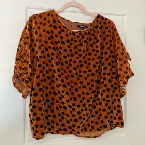 Madewell gold and black polka dot top